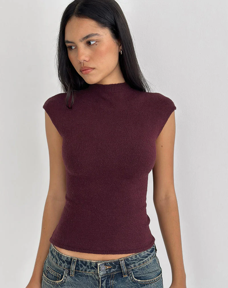 Hanuva Top aus Strick in Beere - Image 3