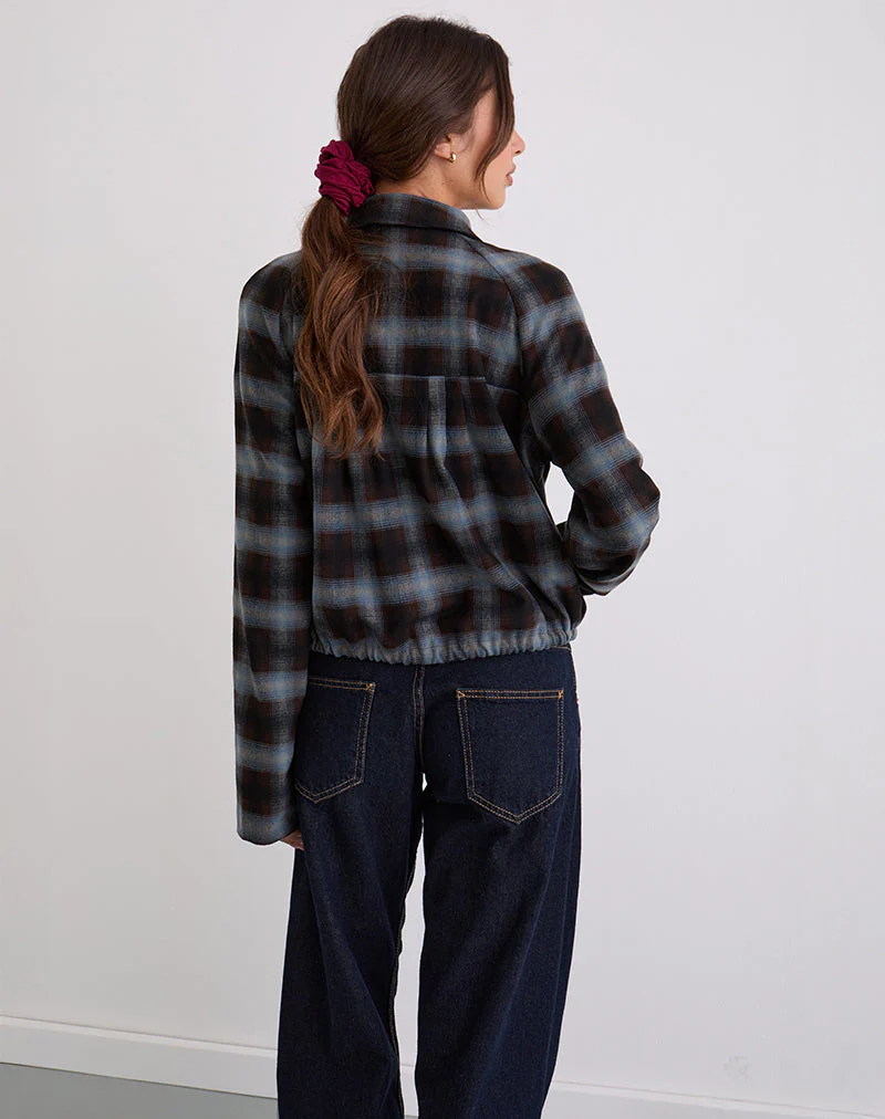Harana Kragenjacke in blauem und braunem Karo - Image 2
