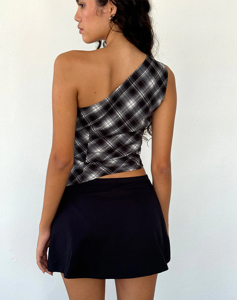 Harini One Shoulder Top in Schwarz Weiß Karo - Image 4