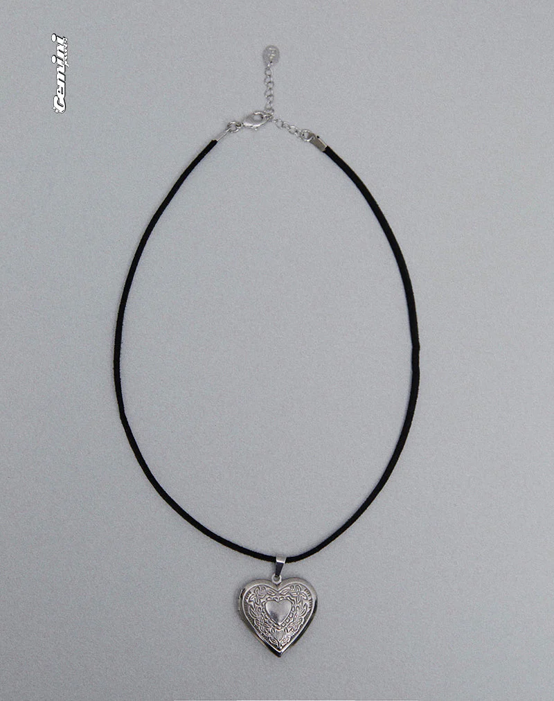 Harley Cord Herz Medaillon Halskette von Gemini Jewels