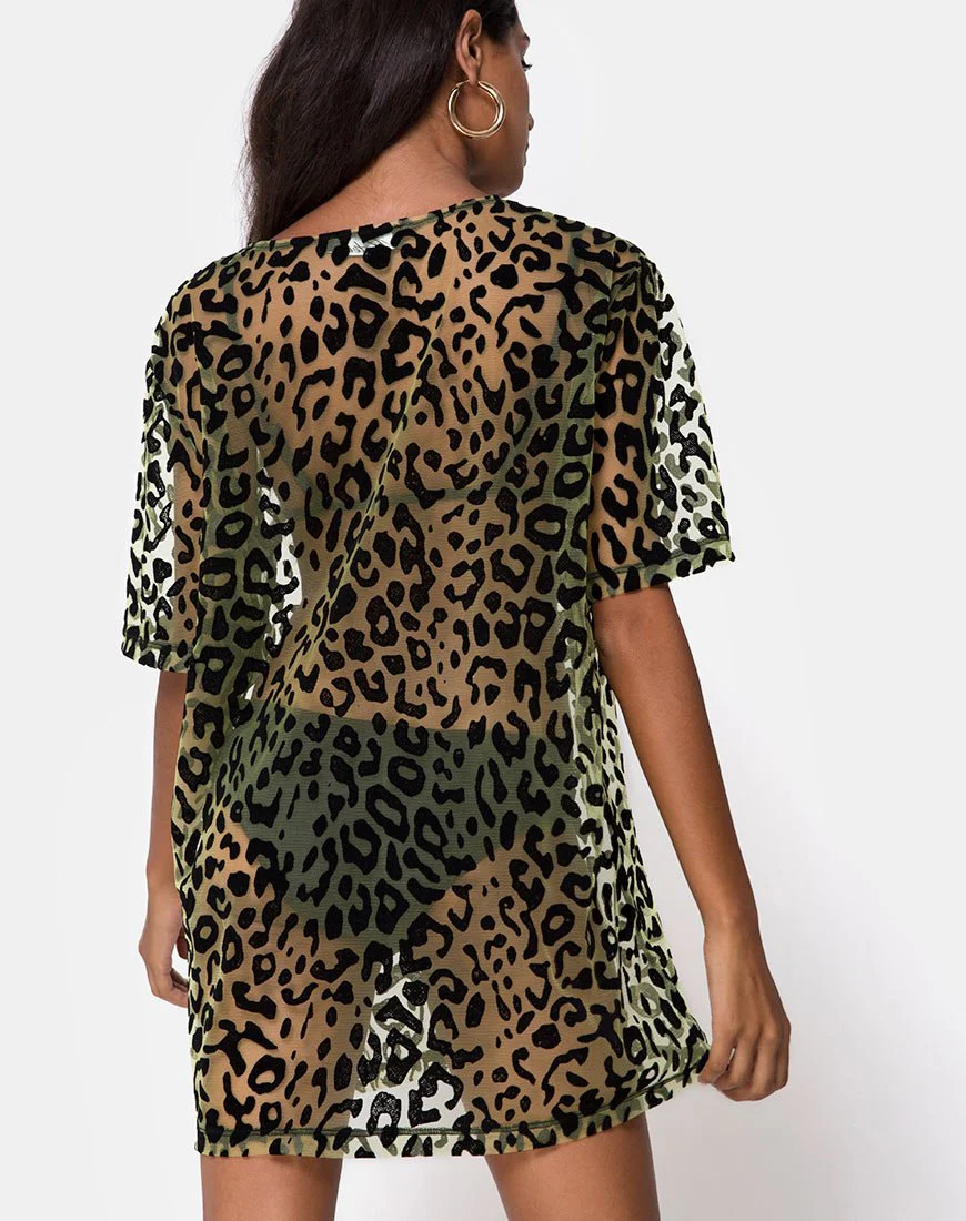 Harlow Kleid in Limette Tierflock - Image 4