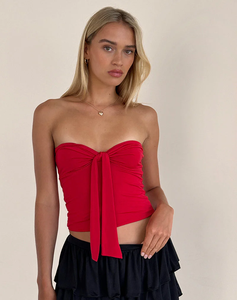 Harlyn Bandeau-Top in glitzerndem Rot - Image 2