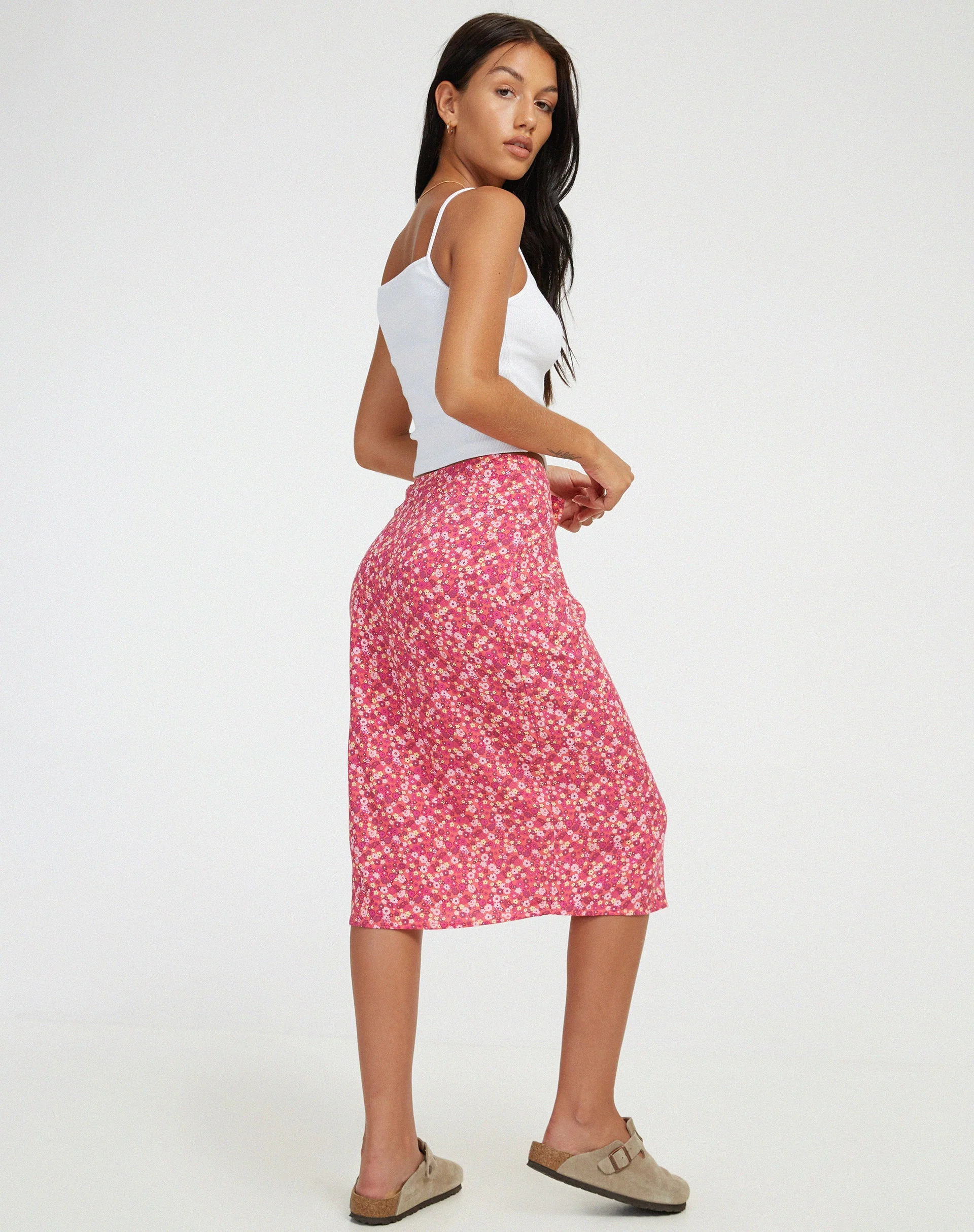 Harriet Midirock in Rosa mit Zickzack-Blumenmuster - Image 2