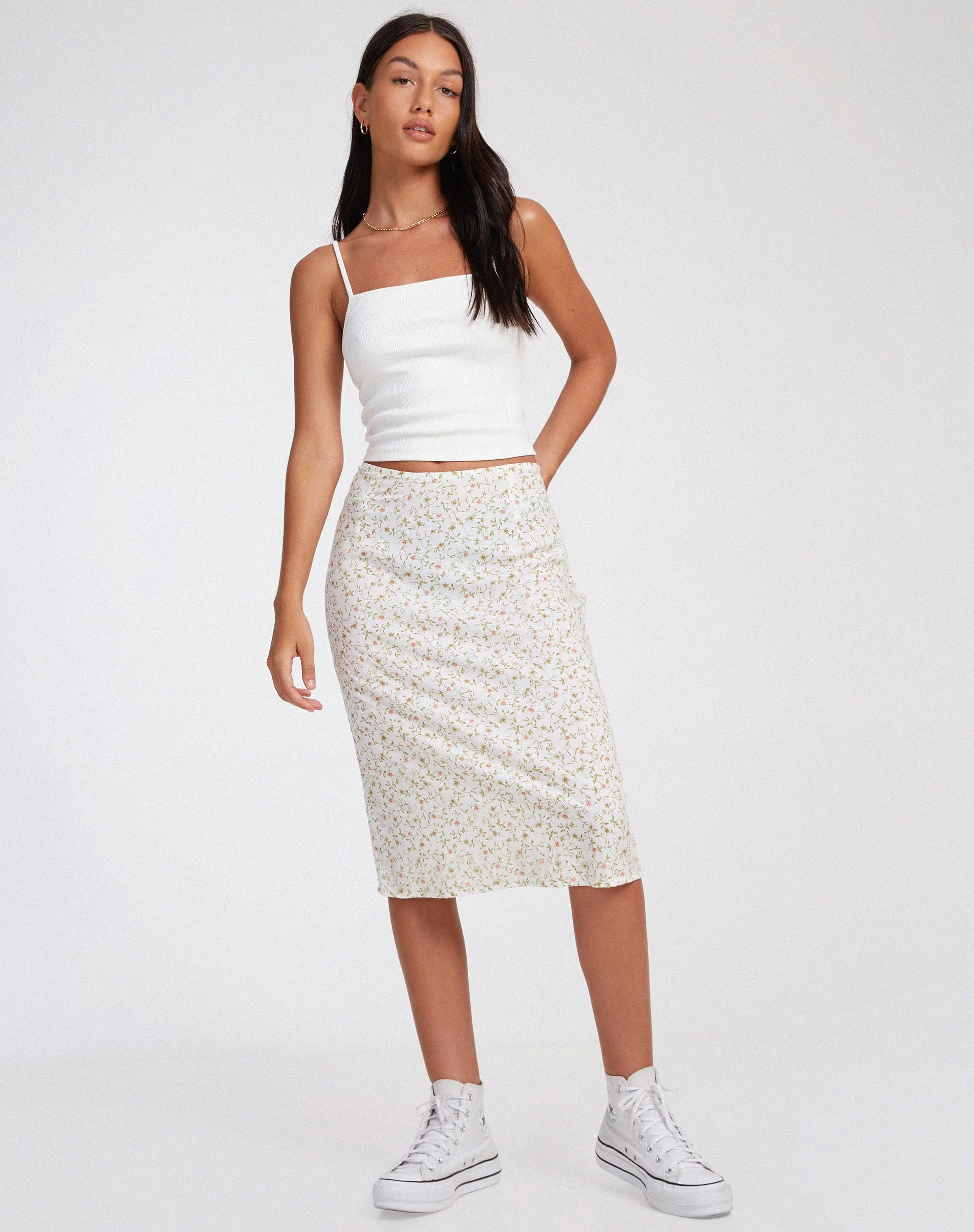 Harriet Midirock in Pretty Petal Elfenbein - Image 4