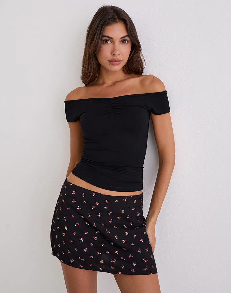 Haruto Skort in Ditsy Rose Garden Schwarz - Image 2