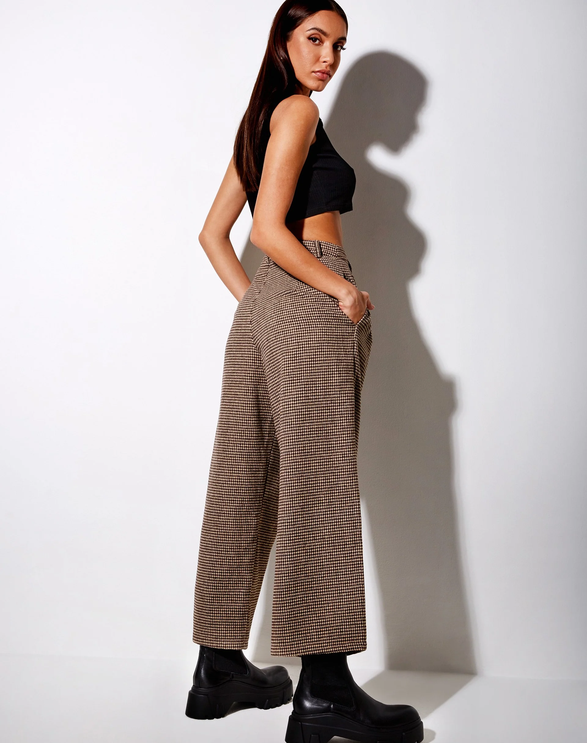 Hatta Culotte-Hose in Hahnentritt Braun - Image 4
