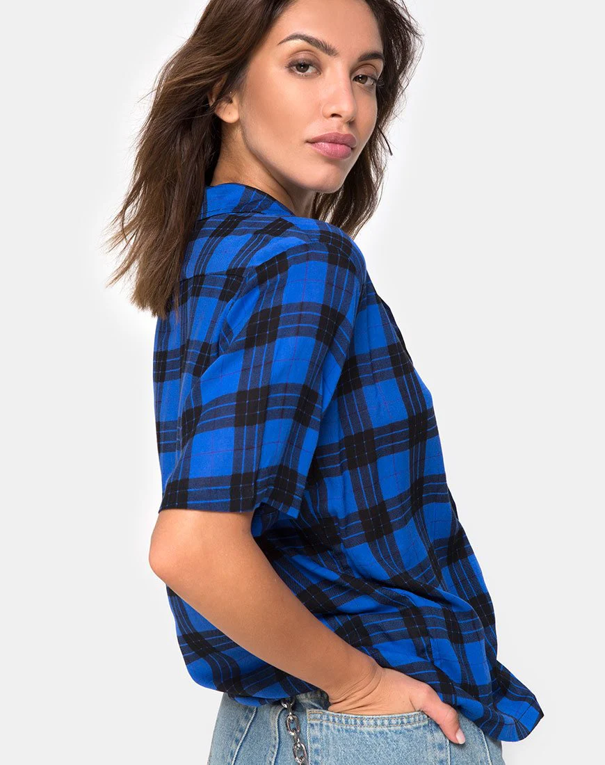 Hawaii-Hemd in Übergröße in Tartan Blau - Image 2