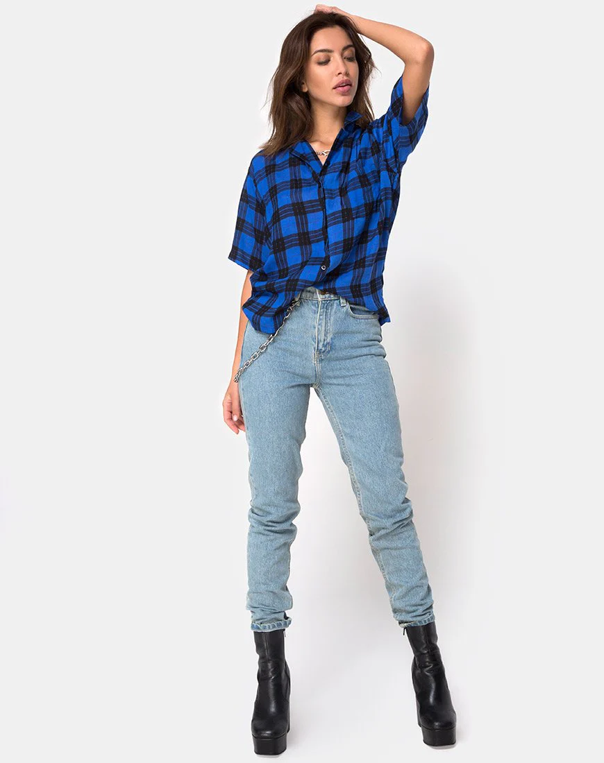 Hawaii-Hemd in Übergröße in Tartan Blau - Image 3