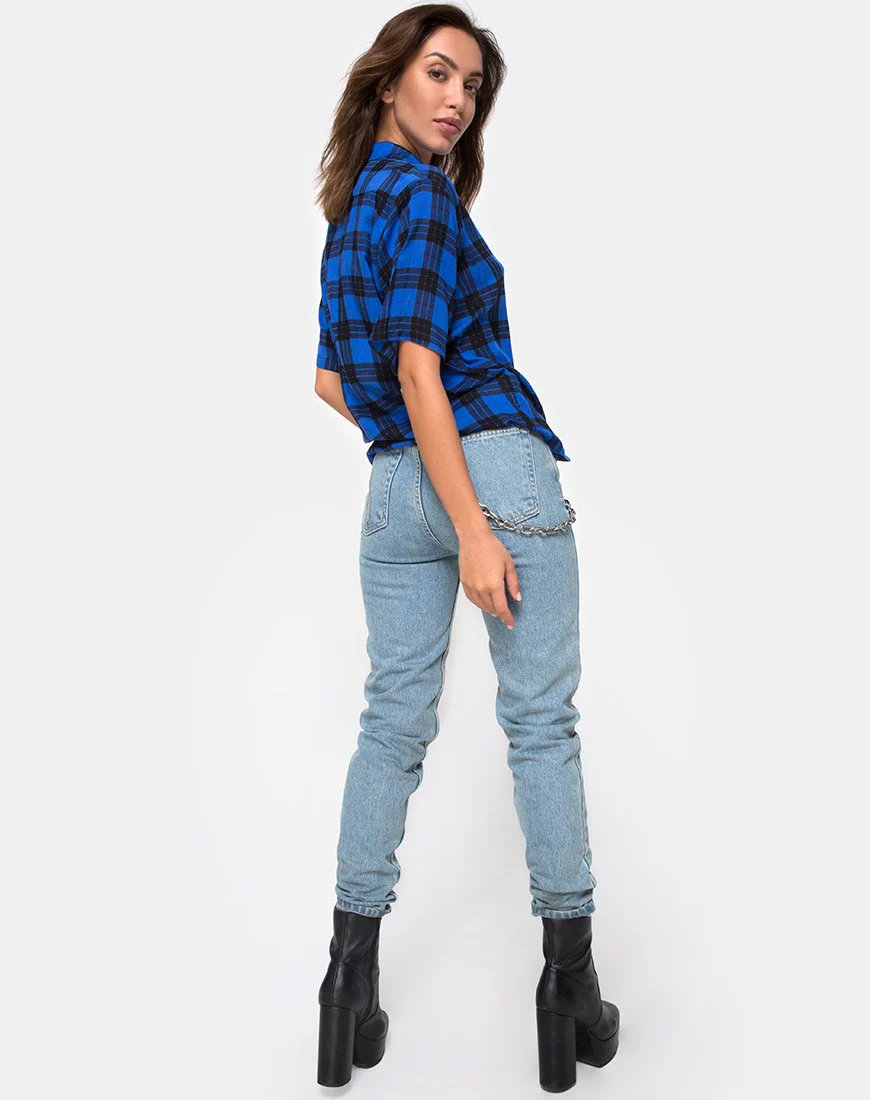 Hawaii-Hemd in Übergröße in Tartan Blau - Image 4
