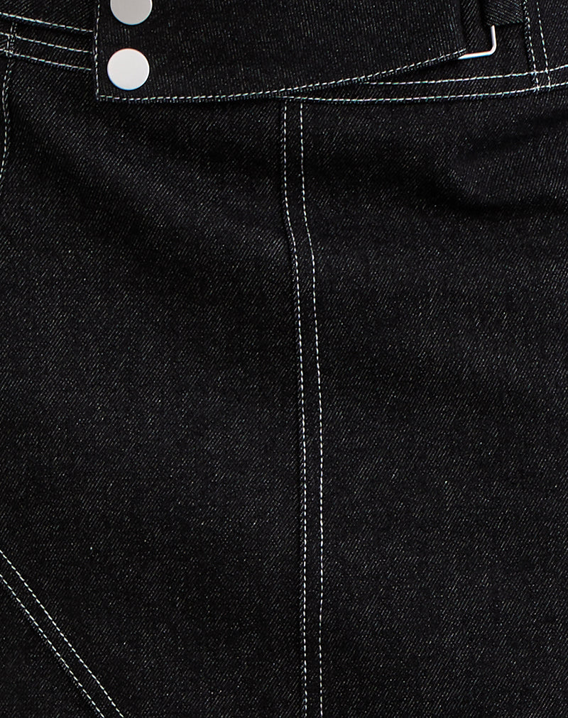 Hayashi Asymmetrischer Midirock aus Denim mit schwarzer Waschung - Image 6