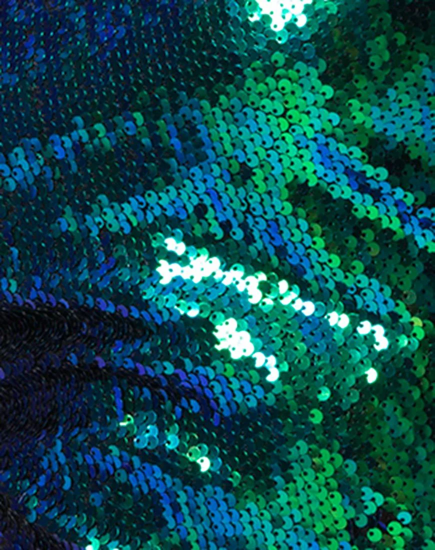 Hedi Kleid in Fishcale Pailletten Grün schillernd - Image 5