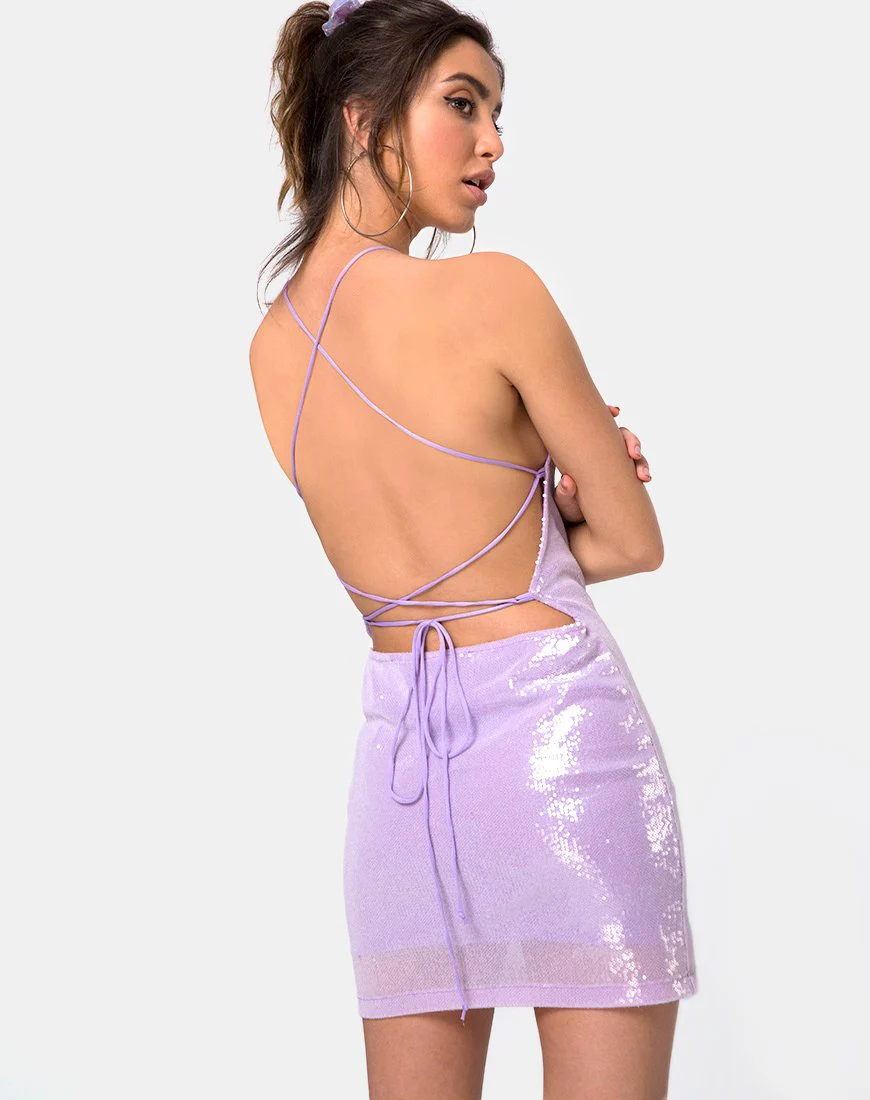 Hedi Kleid aus mattem Mini-Pailletten-Lila - Image 2