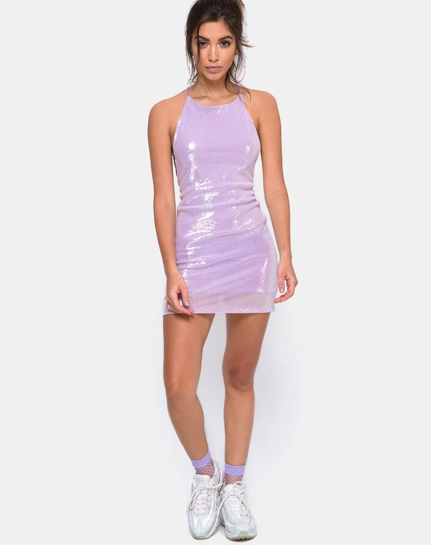 Hedi Kleid aus mattem Mini-Pailletten-Lila - Image 3