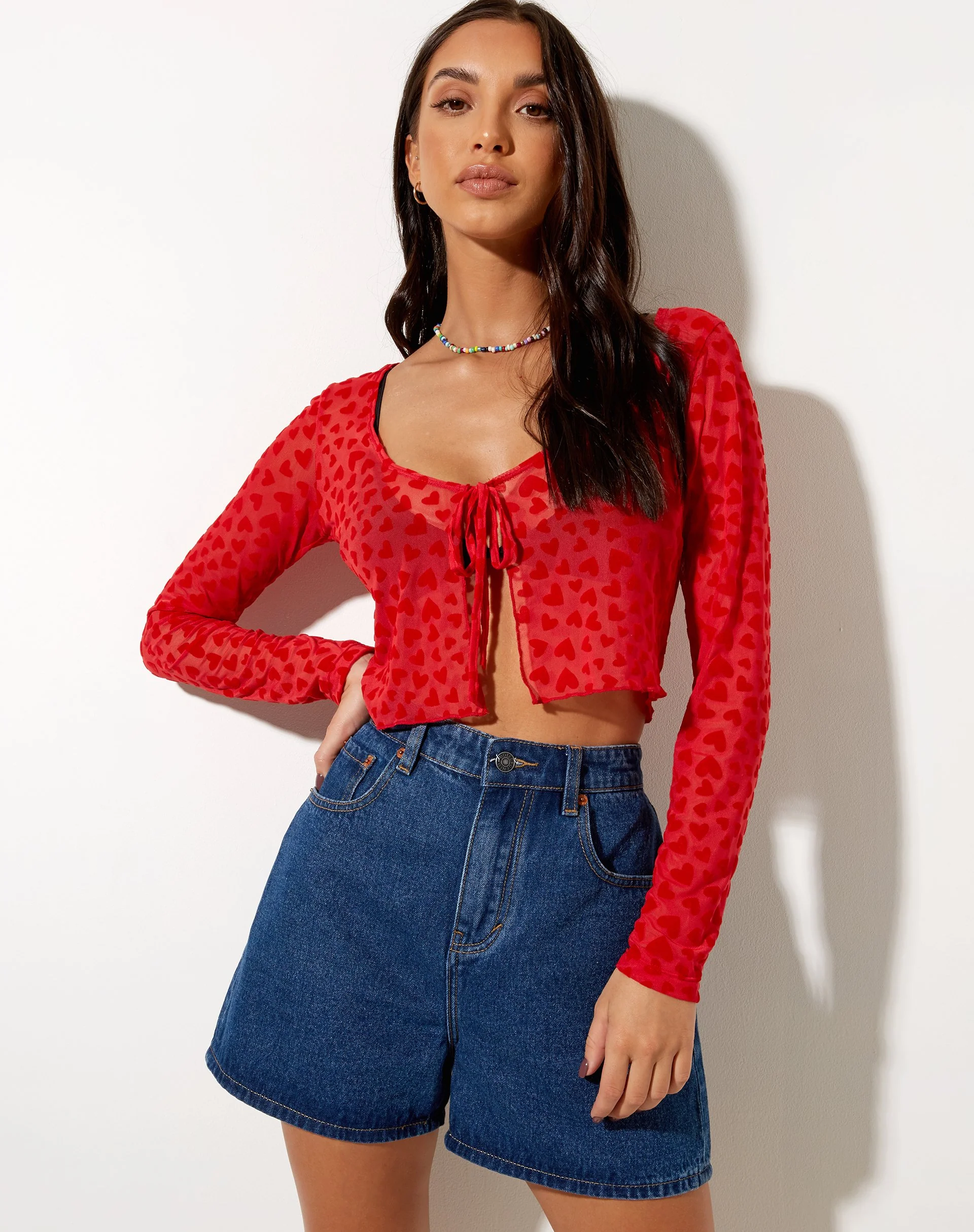 Henry Cardi in Rot Mesh Rotes Herz Flock - Image 3