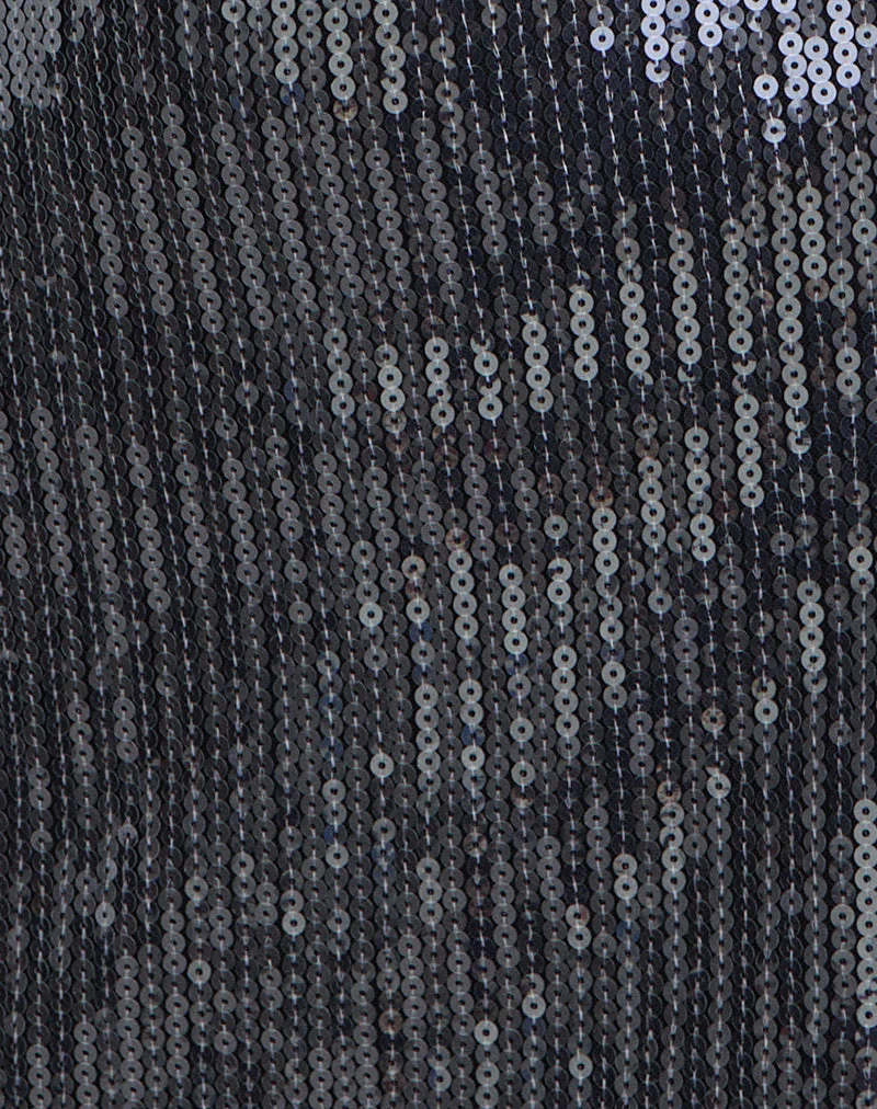 Hepasi Neckholder-Minikleid aus durchsichtigem, getöntem Paillettenstoff, anthrazit - Image 6