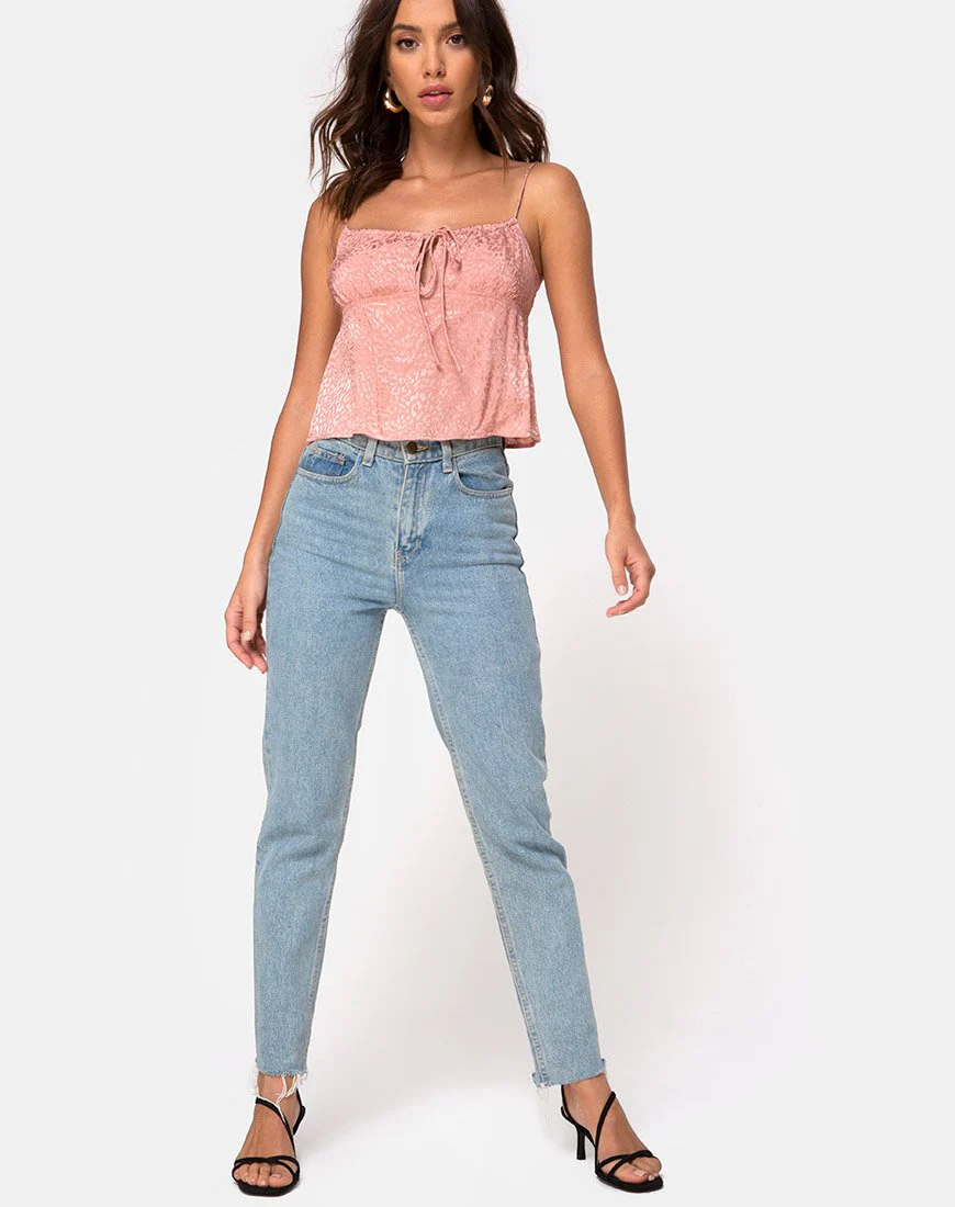 Hera Crop Top aus Satin Cheetah in staubigem Rosa - Image 3