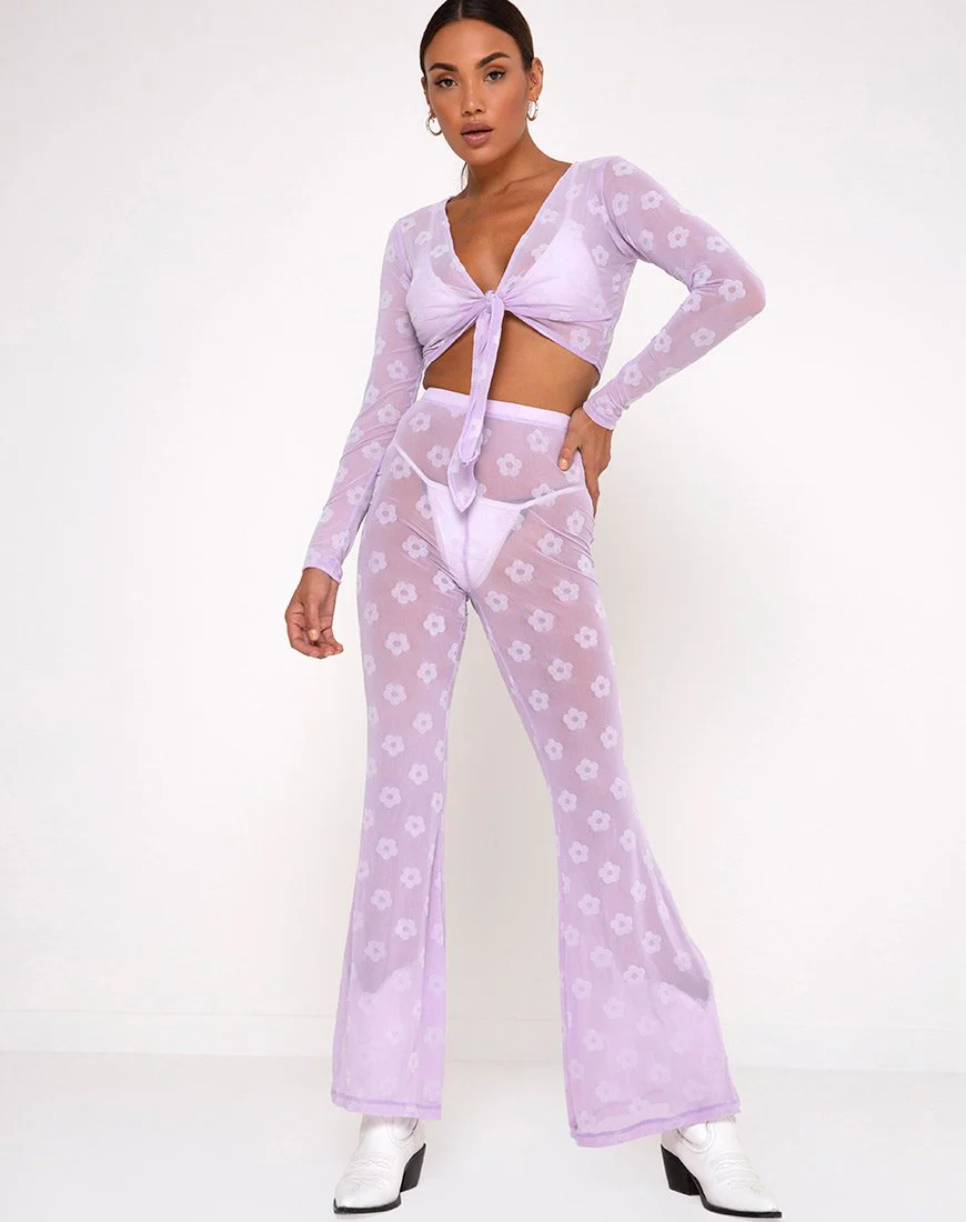 Herlom Schlaghose in Flieder Mesh Daisy White Flock - Image 3