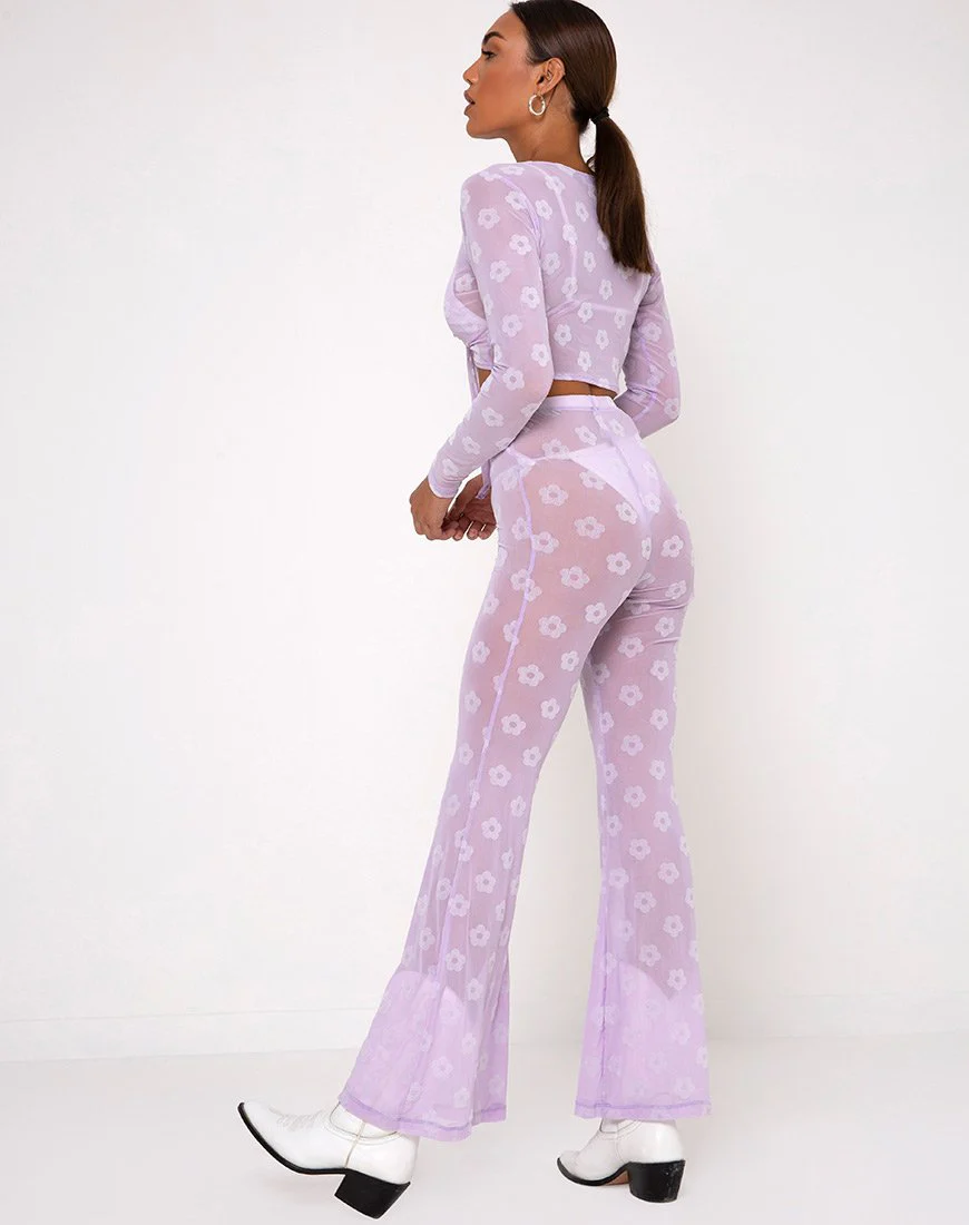 Herlom Schlaghose in Flieder Mesh Daisy White Flock - Image 4