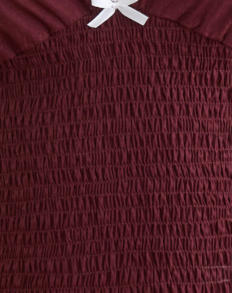 Hevalis Plunge Top in Poplin Maroon - Image 6