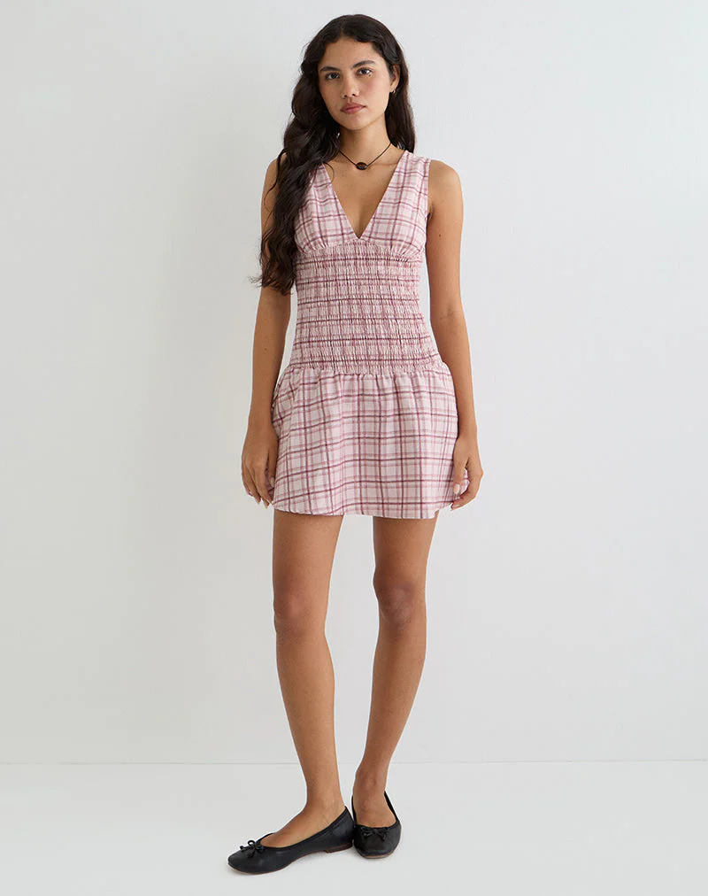 Hevoria Minikleid in Basic Schottenkaro Rosa - Image 2