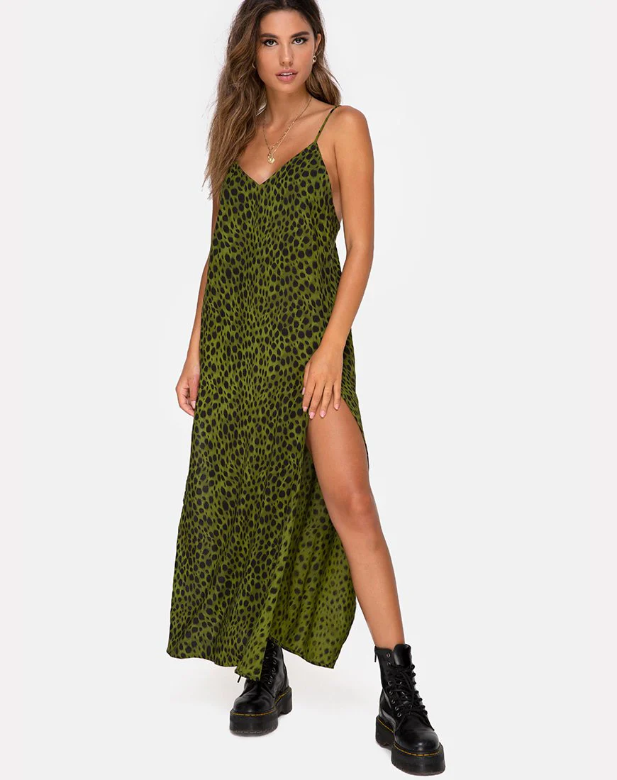 Hime Maxikleid in Cheetah Khaki - Image 3