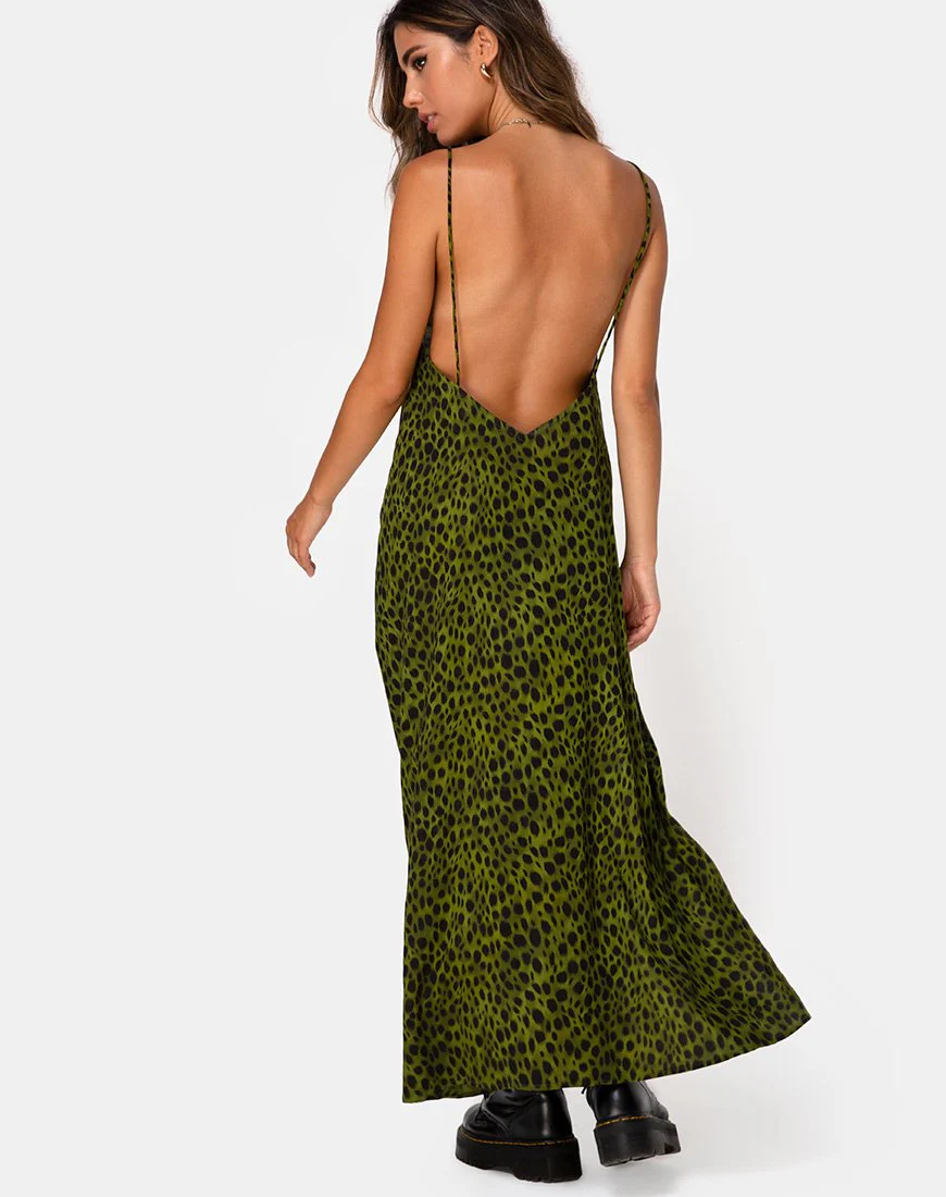 Hime Maxikleid in Cheetah Khaki - Image 4
