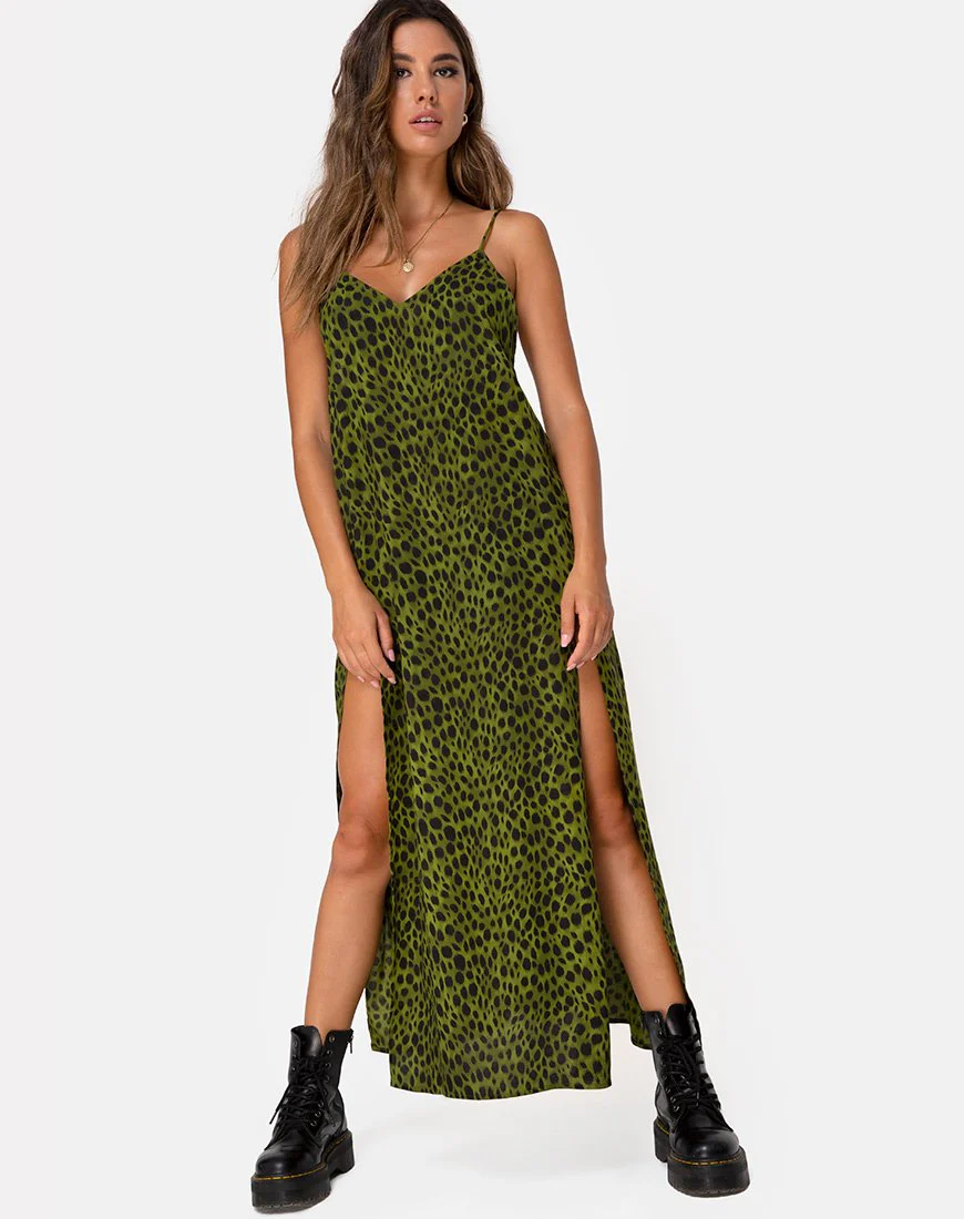 Hime Maxikleid in Cheetah Khaki - Image 5