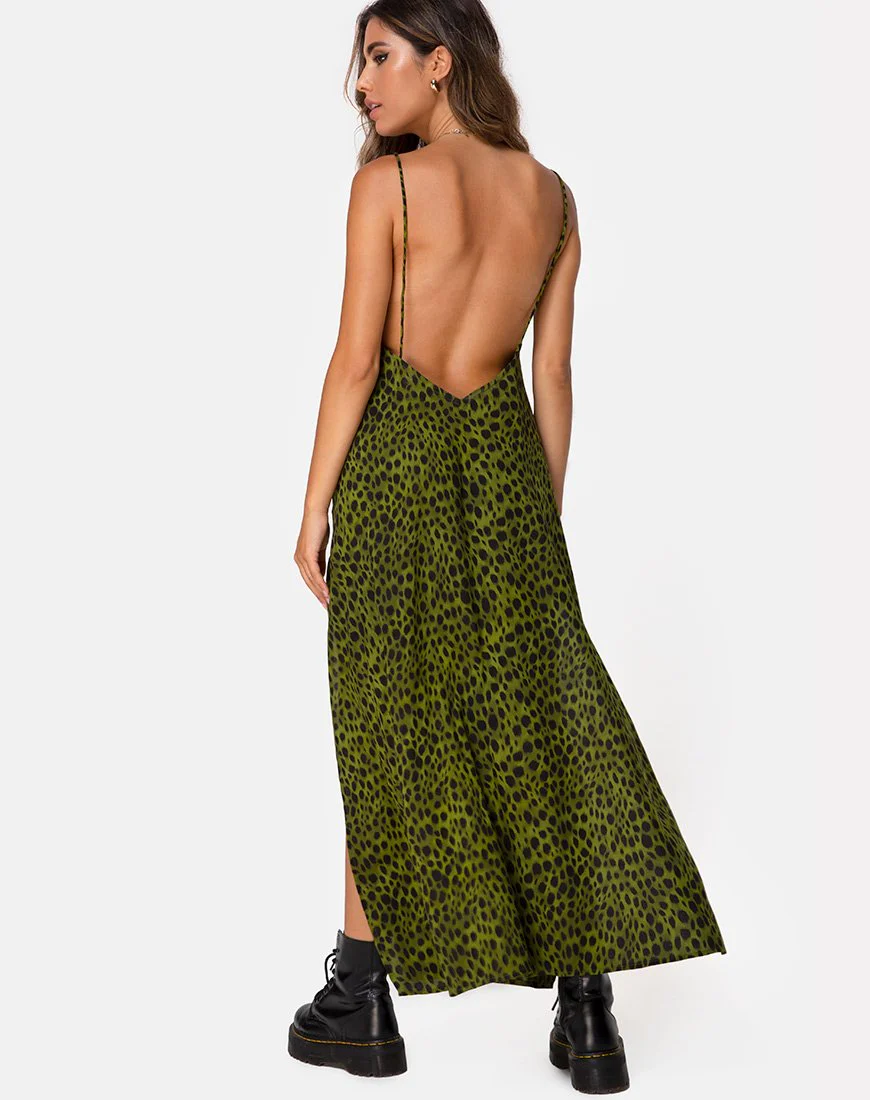 Hime Maxikleid in Cheetah Khaki - Image 6