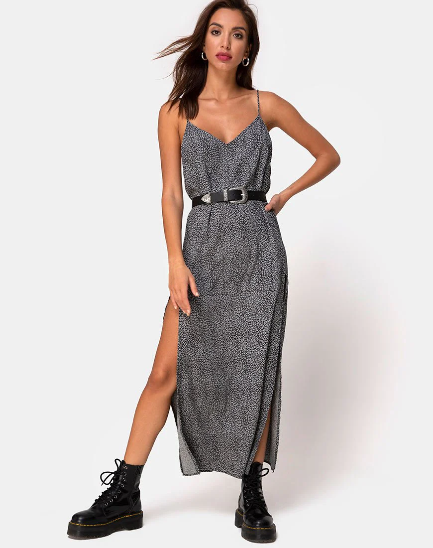Hime Maxikleid in Ditsy Leopard Grau - Image 2