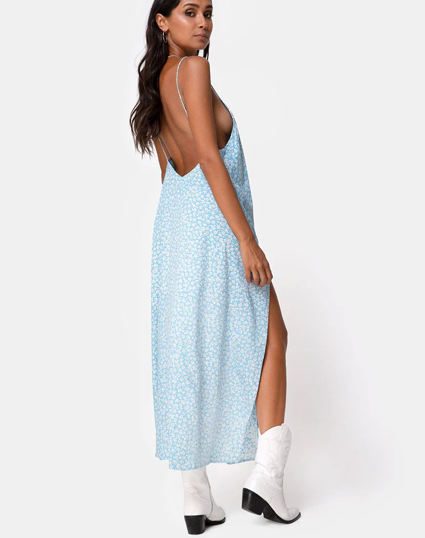 Hime Kleid in Ditsy Rose Blau - Image 2