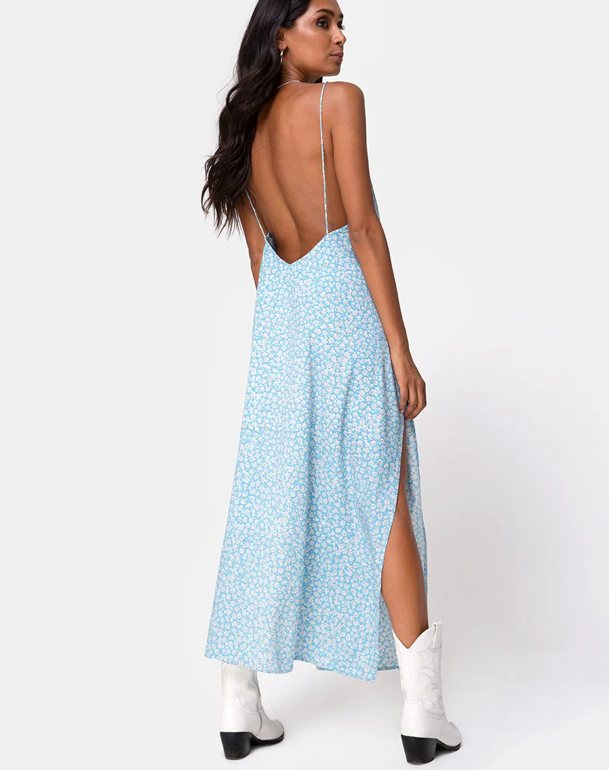 Hime Kleid in Ditsy Rose Blau - Image 4