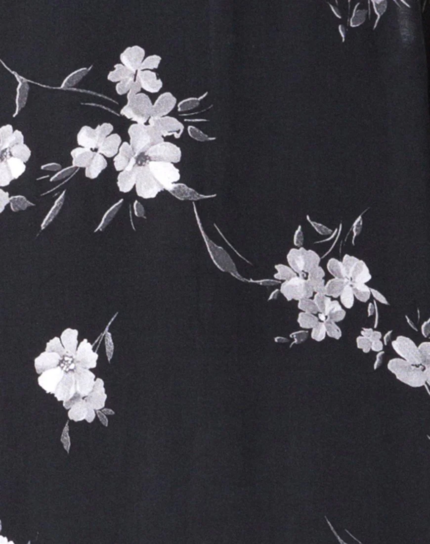 Hime Maxikleid in Mono Flower Schwarz - Image 6