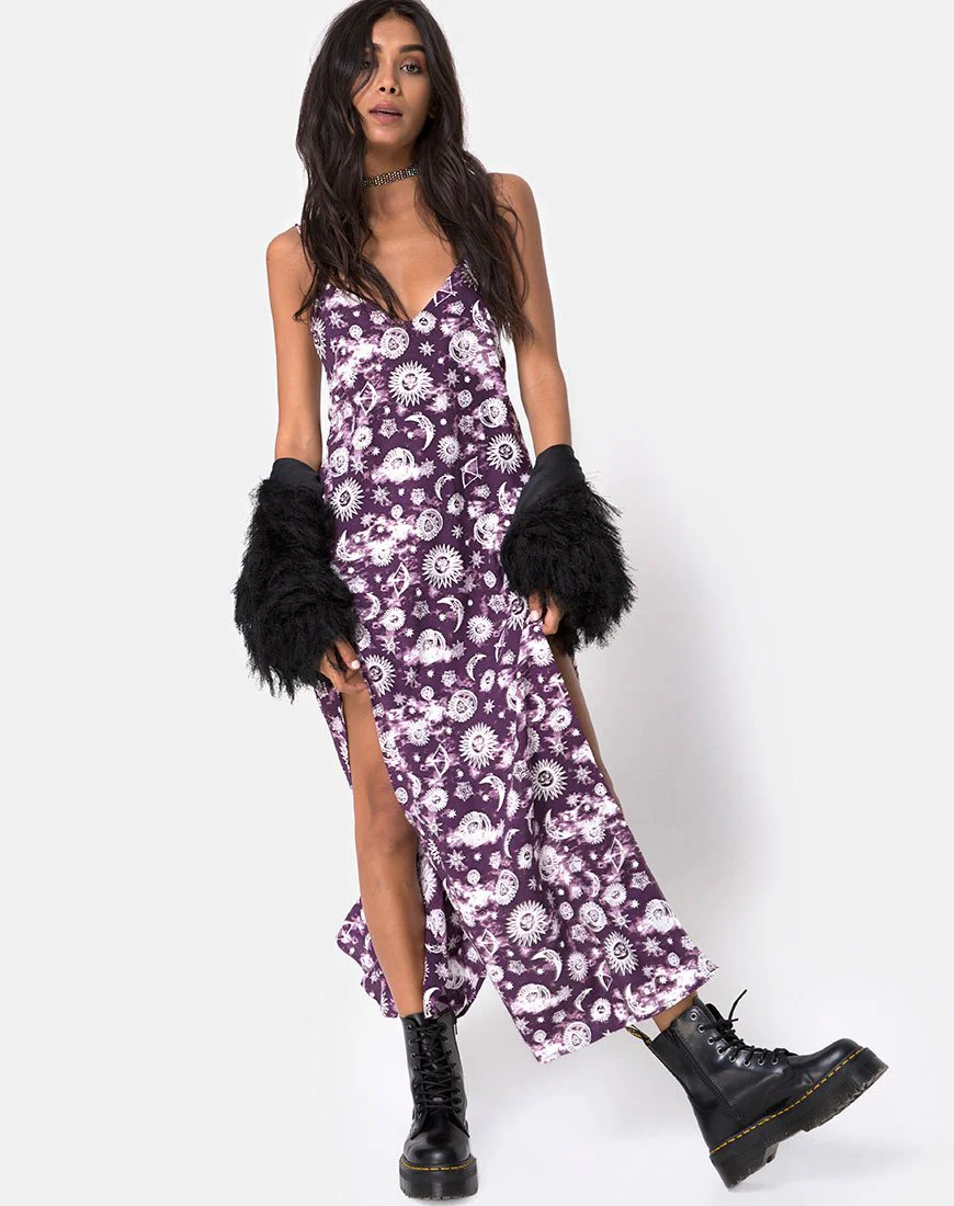 Hime Maxikleid in Lila Tierkreiszeichen