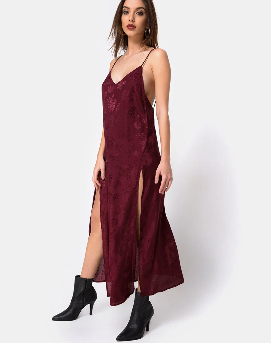 Hime Maxikleid aus Satin in Burgunderrosa - Image 2