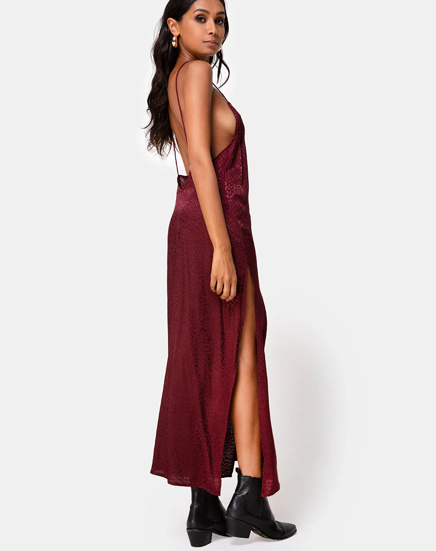 Hime Kleid aus Satin Cheetah Burgundy - Image 2