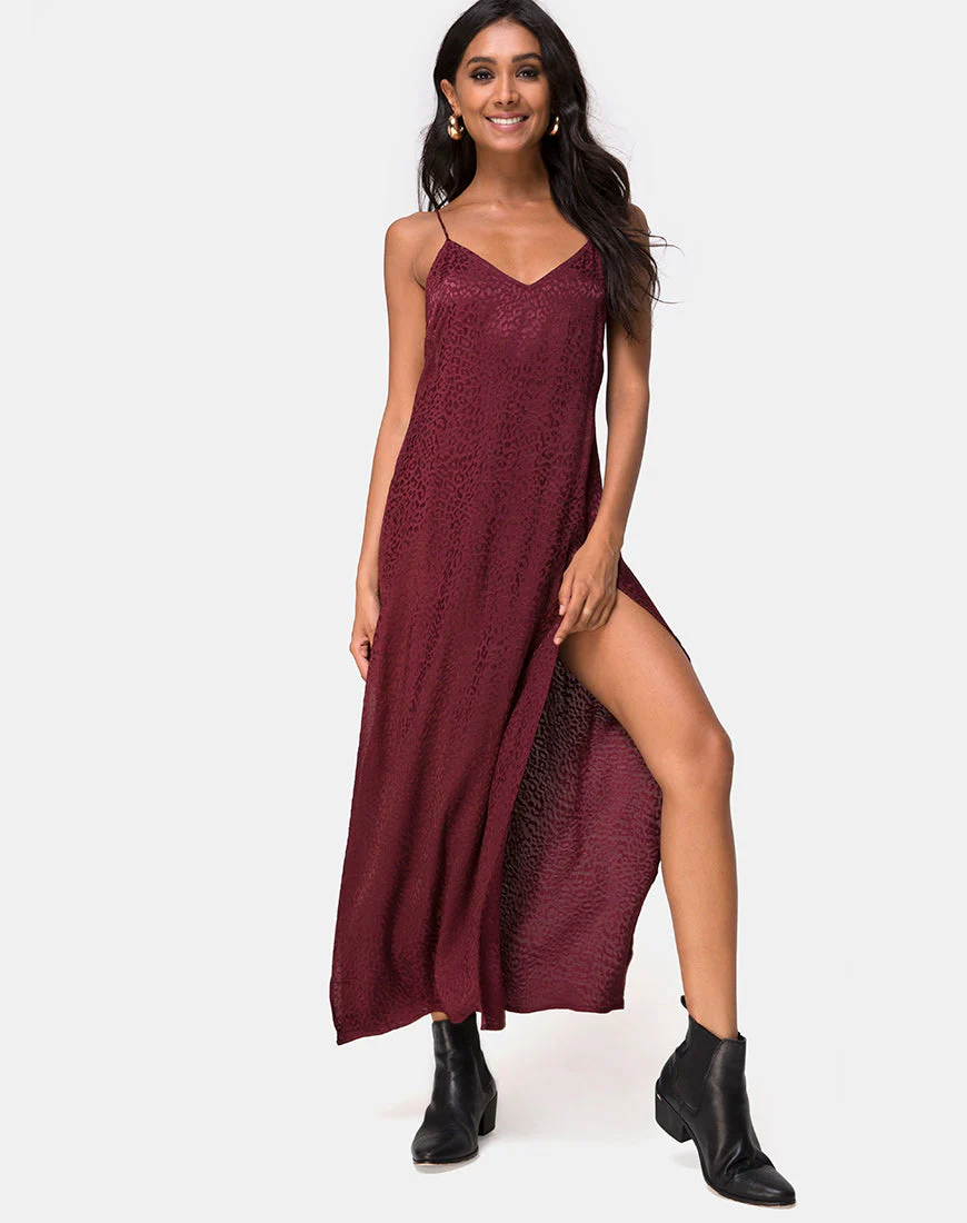 Hime Kleid aus Satin Cheetah Burgundy - Image 3