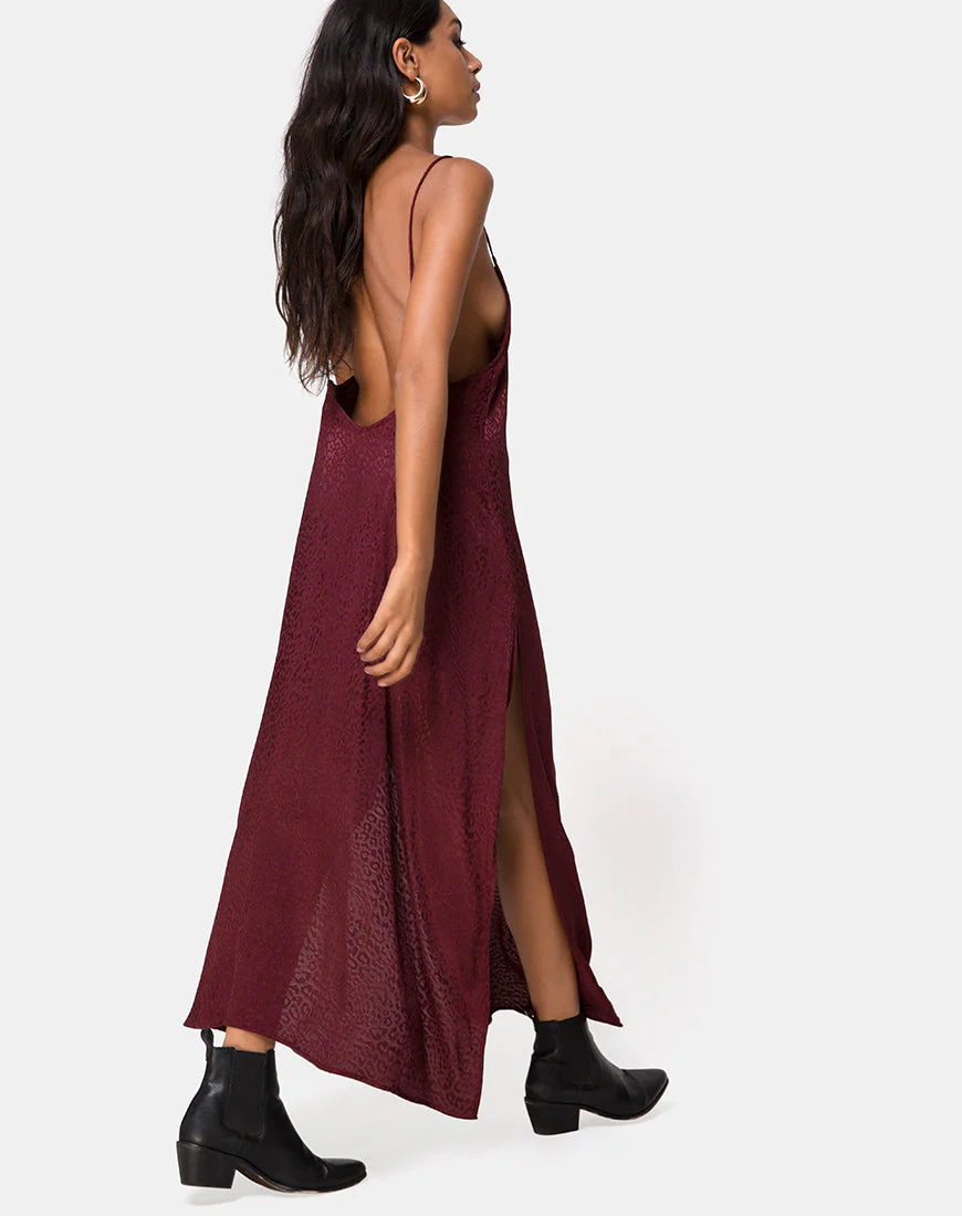 Hime Kleid aus Satin Cheetah Burgundy - Image 4