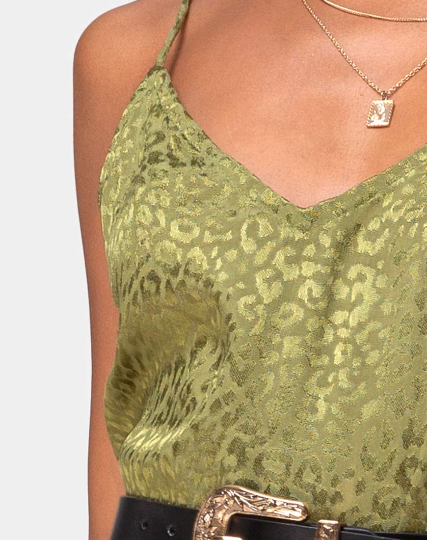 Hime Kleid aus Satin Cheetah Khaki - Image 6