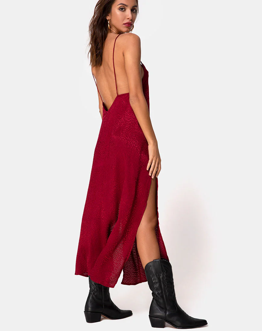 Hime Maxikleid aus Satin Gepardenhimbeere - Image 4