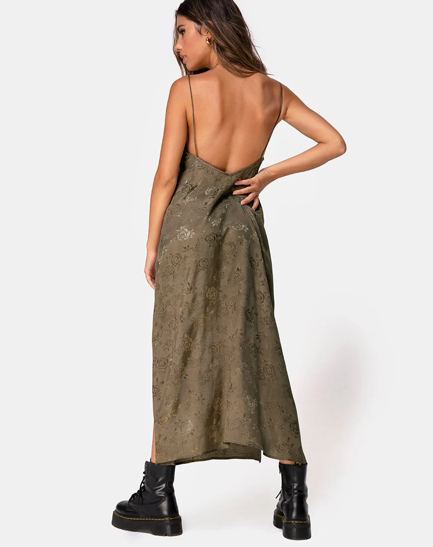 Hime Maxikleid aus Satin Rose Silber Grau - Image 4