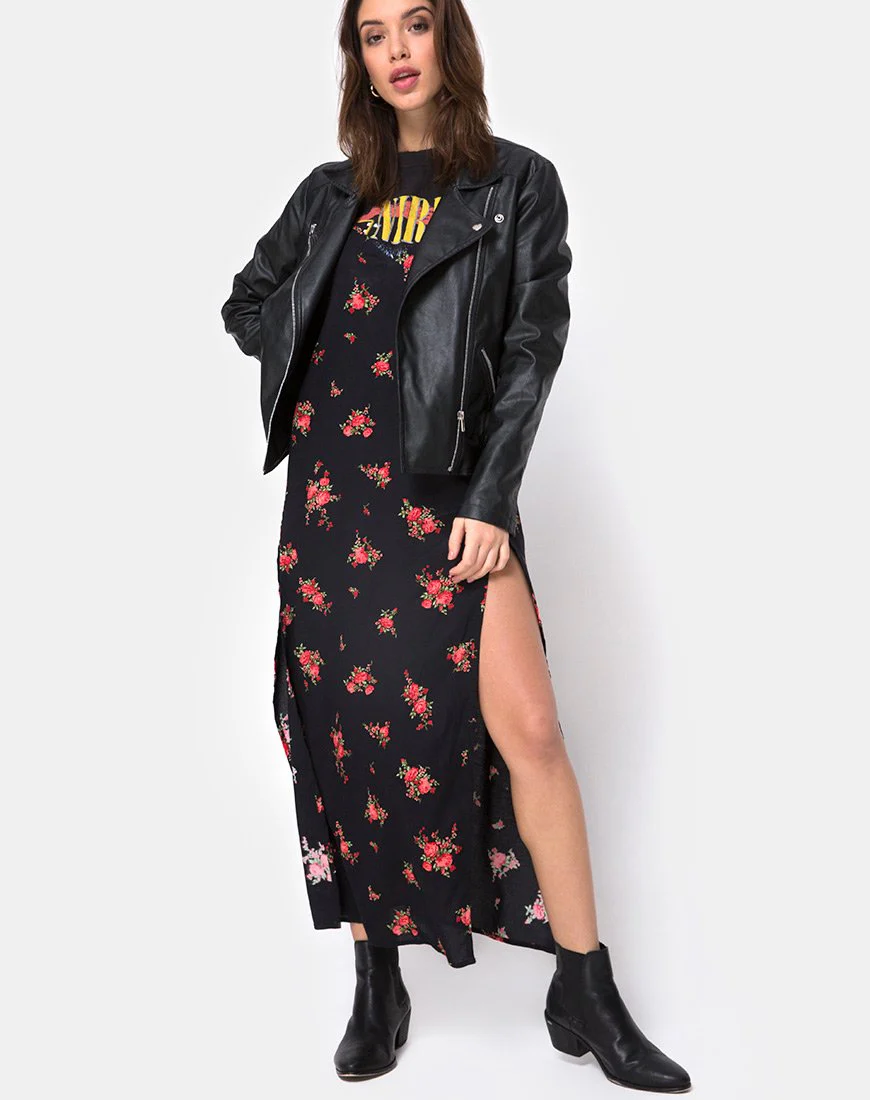 Hime Maxikleid in Soi Rose Schwarz und Rot - Image 5