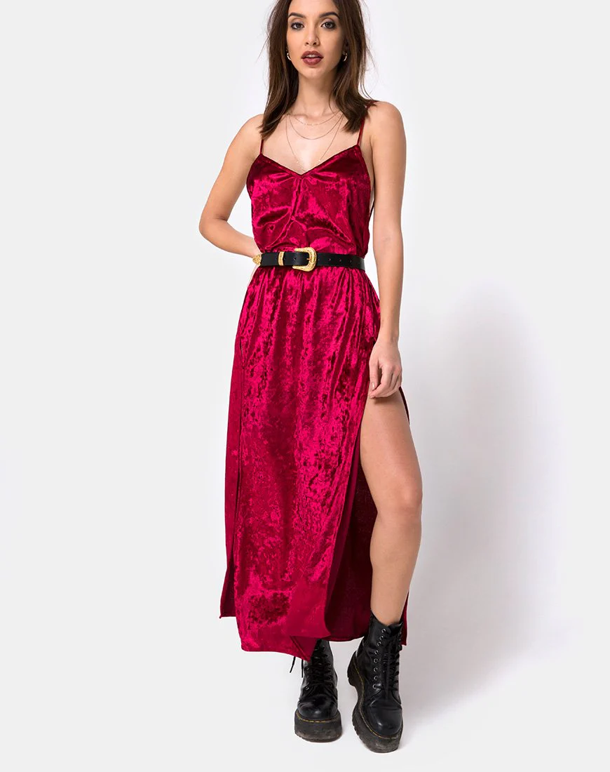 Hime Maxikleid aus burgunderfarbenem Samt - Image 4