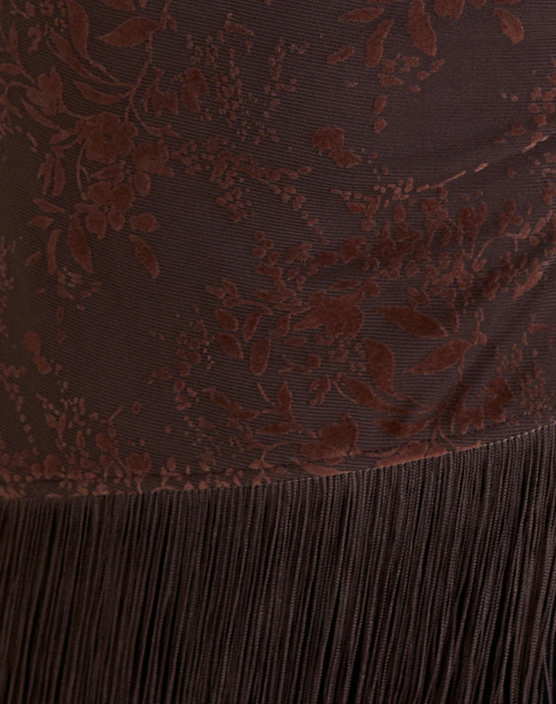 Hineco High Neck Top in Fine Leaf Flower Ganache - Image 7
