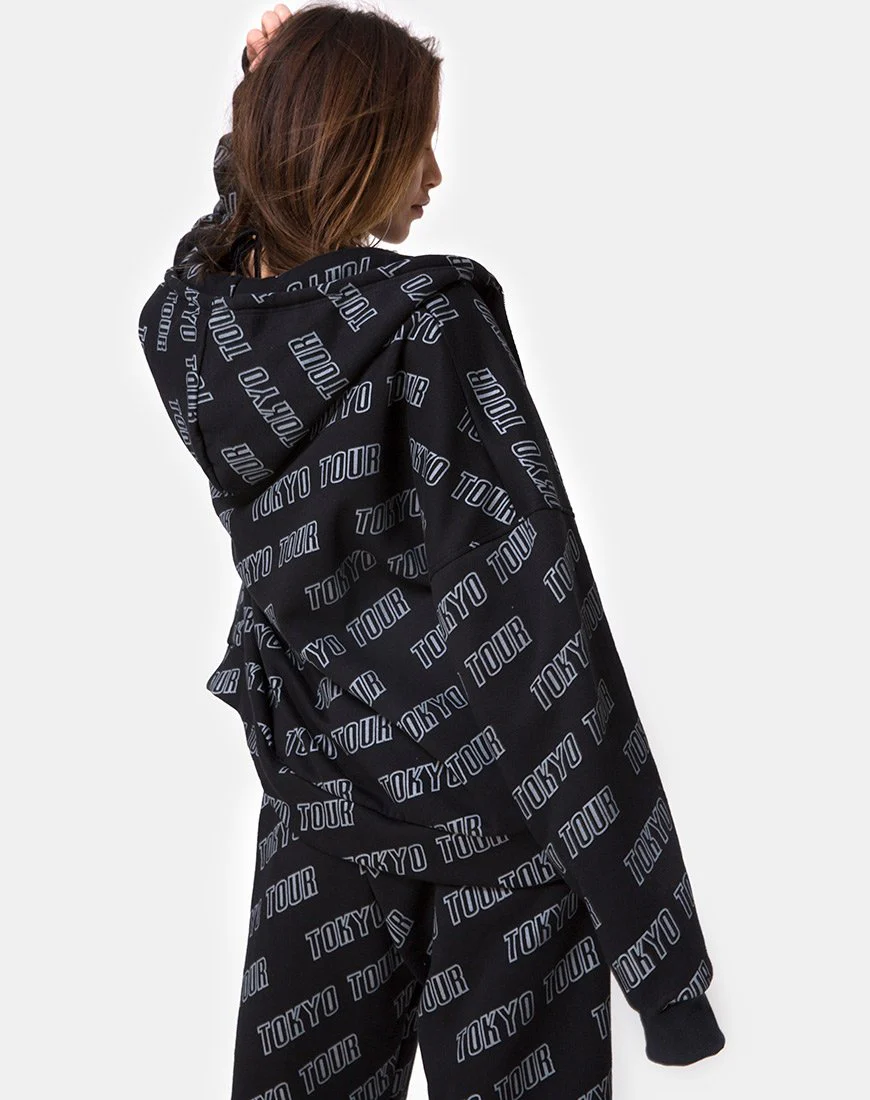 Hollack Zip Hoody in Tokio Tour Schwarz - Image 2