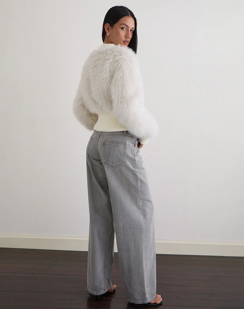 Homari Jacke aus zotteligem Kunstfell in Creme - Image 4