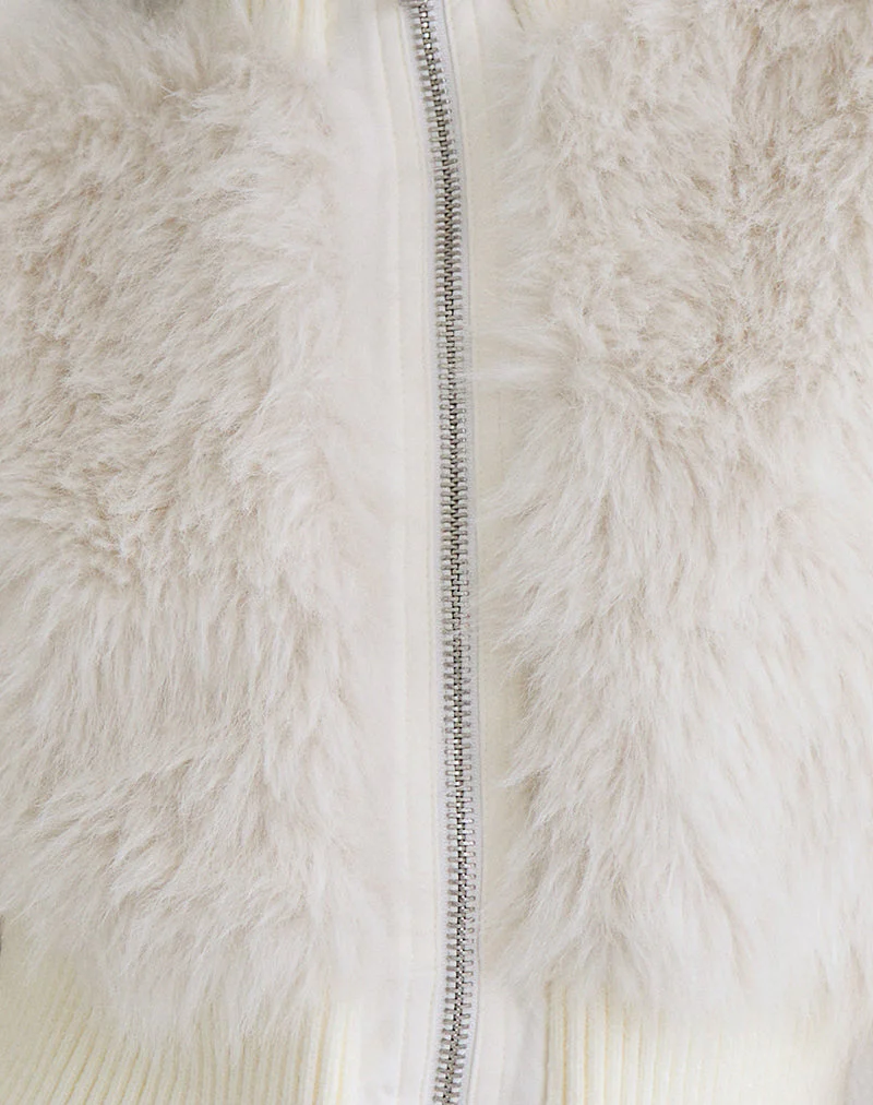 Homari Jacke aus zotteligem Kunstfell in Creme - Image 6