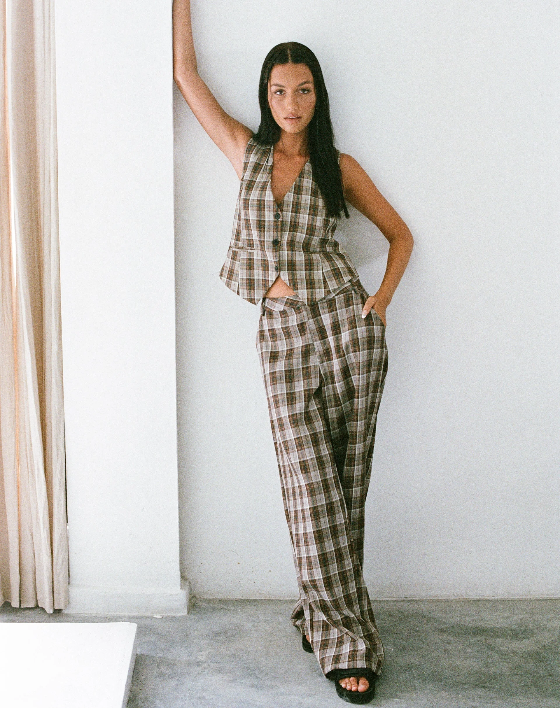 MOTEL X OLIVIA NEILL Hondra Hose in Check Tan Braun