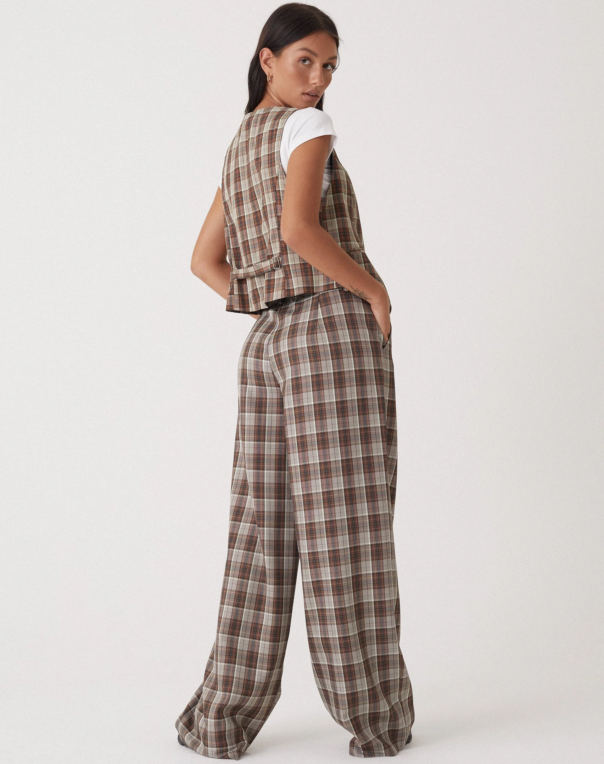 MOTEL X OLIVIA NEILL Hondra Hose in Check Tan Braun - Image 4