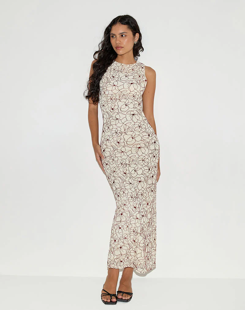 Hoover Maxikleid in Line Flower Creme