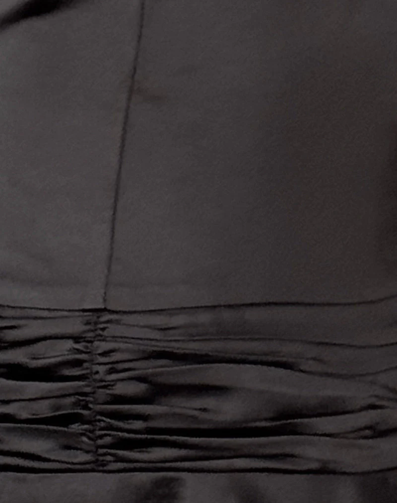 Hydri Satin Minikleid mit Rollkragen in Schwarz - Image 6